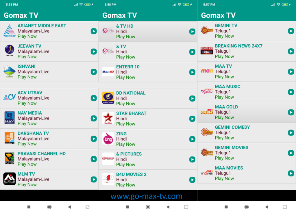 Gomax TV Languages