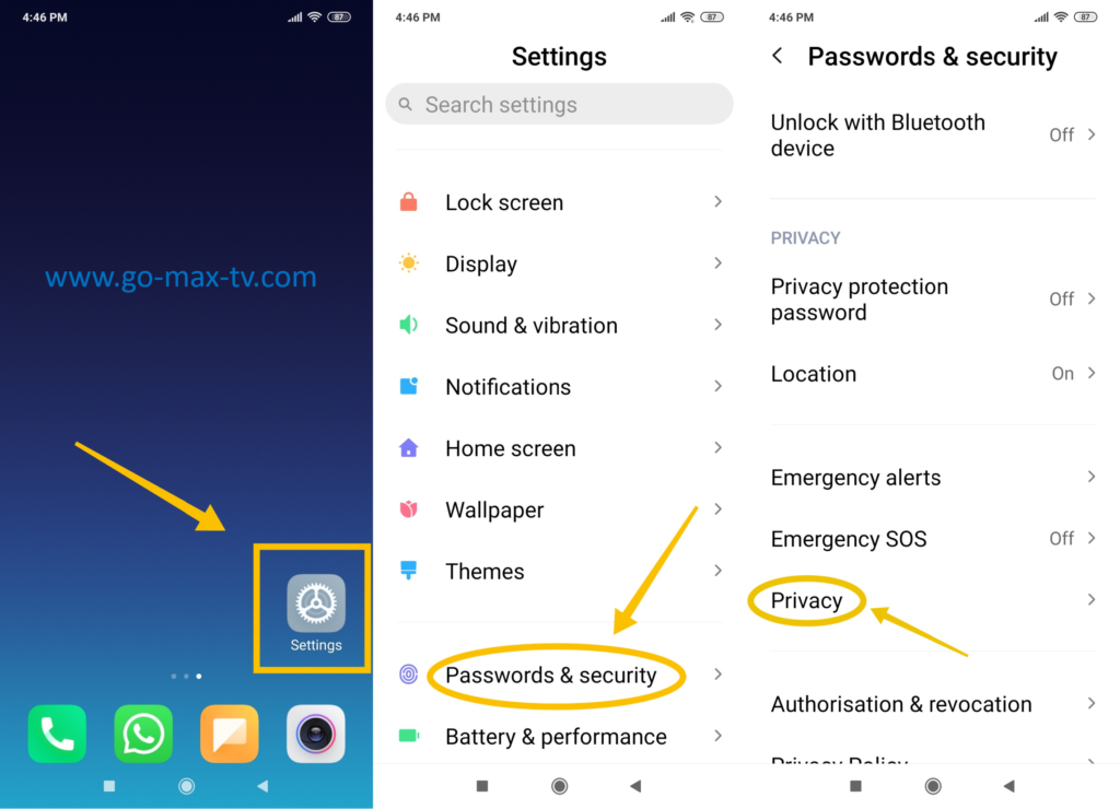 Gomax TV for Android Settings