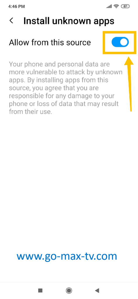 Gomax TV for Android Install